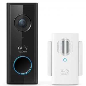 eufy 1080p Wireless Video Doorbell and Chime next to each other