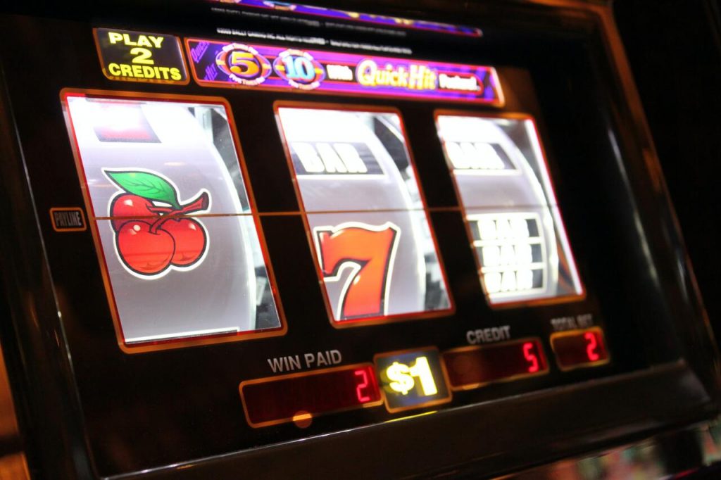 Close up image of the reels on a Slot Machine