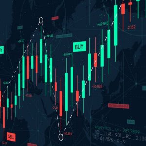 The Forex Trading Game - Dashboard graph of forex statistics, business and financial analytics, profit and cost rate, monitor screen in perspective