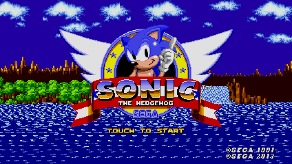 Video game character Sonic the Hedgehog on the Sega Megadrive