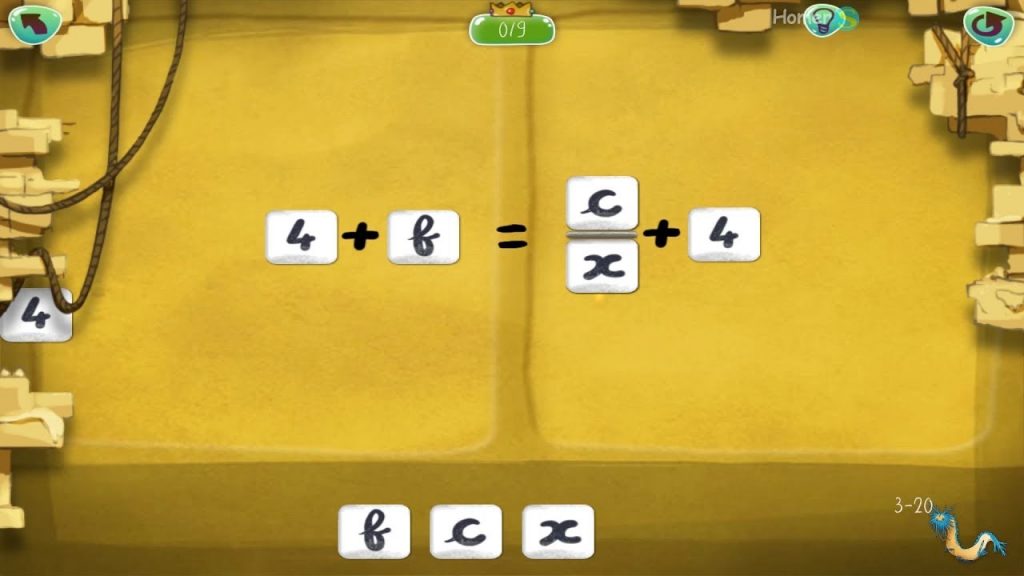 Mobile games screenshot of DragonBox Algebra