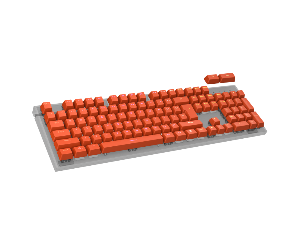 Genesis Lead 300 keys in Orange on a keyboard