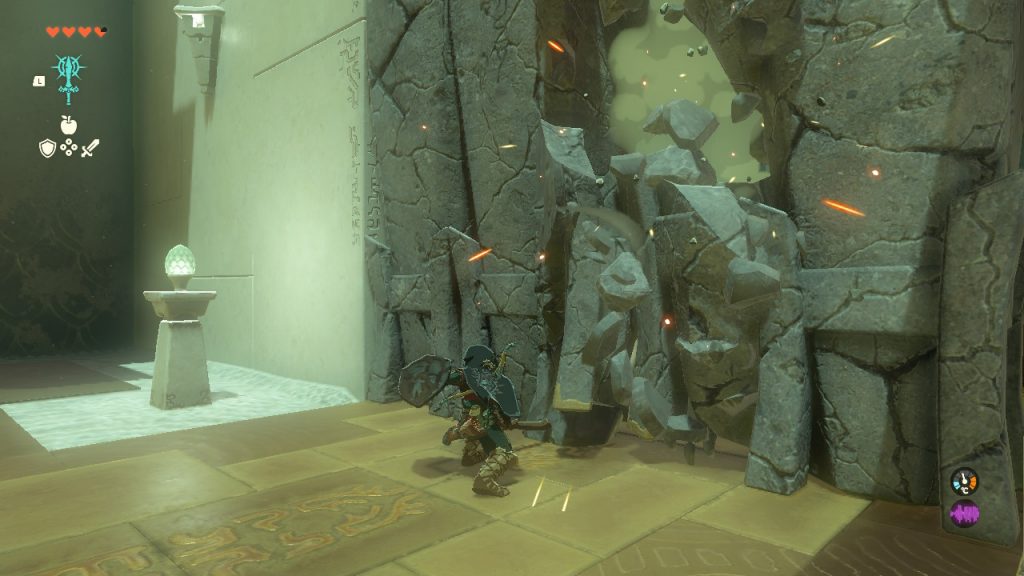 Legend of Zelda: Tears of the Kingdom In-isa Shrine - Breaking stone wall