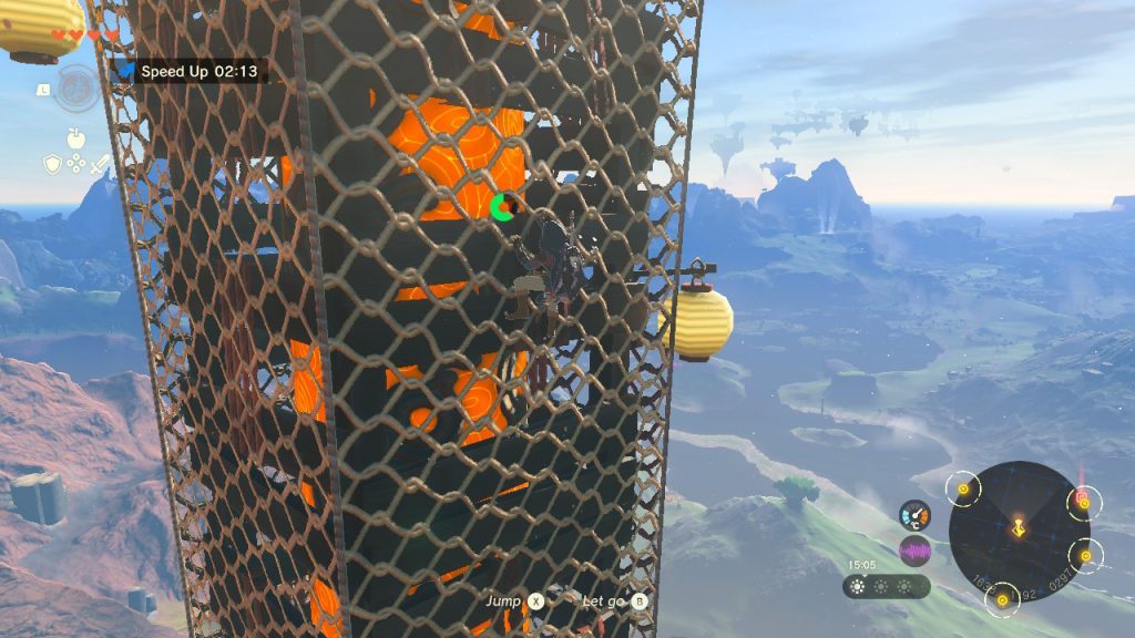 Legend of Zelda: Tears of the Kingdom climbing Skyview Tower