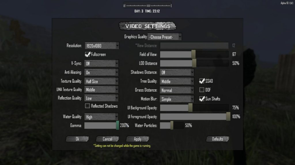7 Days to Die Game Settings - Change your settings to improve your gaming experience