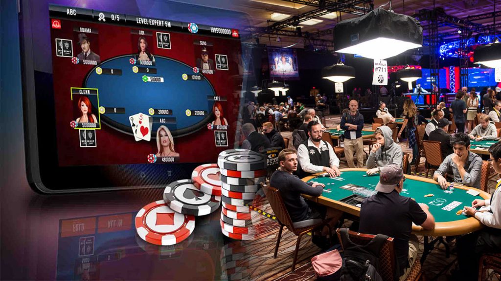 Online Poker casino games vs Live Poker header