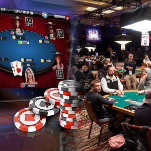 Online Poker casino games vs Live Poker header