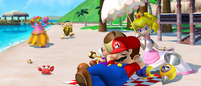 Mario on the Beach showing gaming in summer