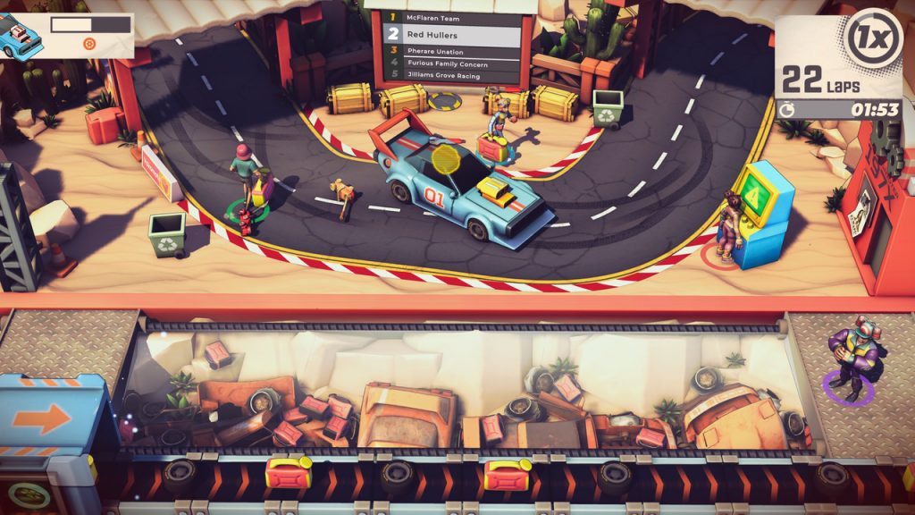 Speed Crew gameplay repairing a car on the race track