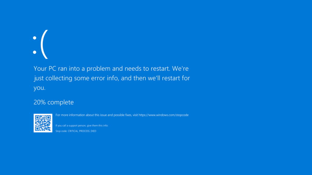 Blue Screen of Death on a Gaming PC screen