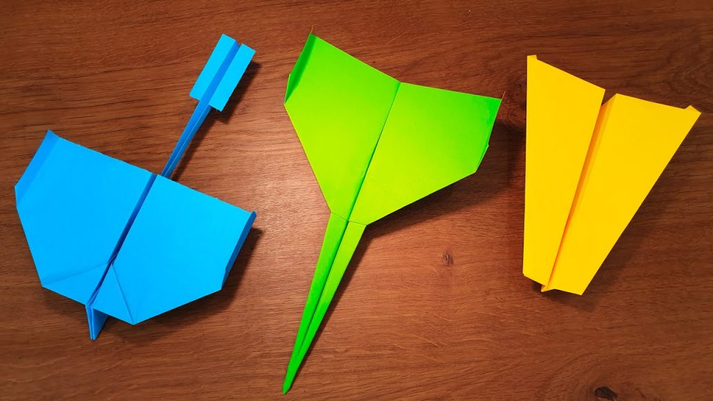 Three different designs of Paper Aeroplanes
