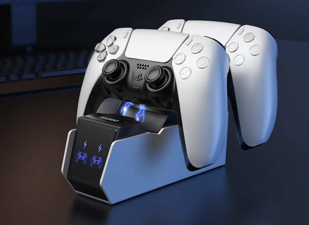 TESSGO PS5 Controller Charger showing charge connecting with controller