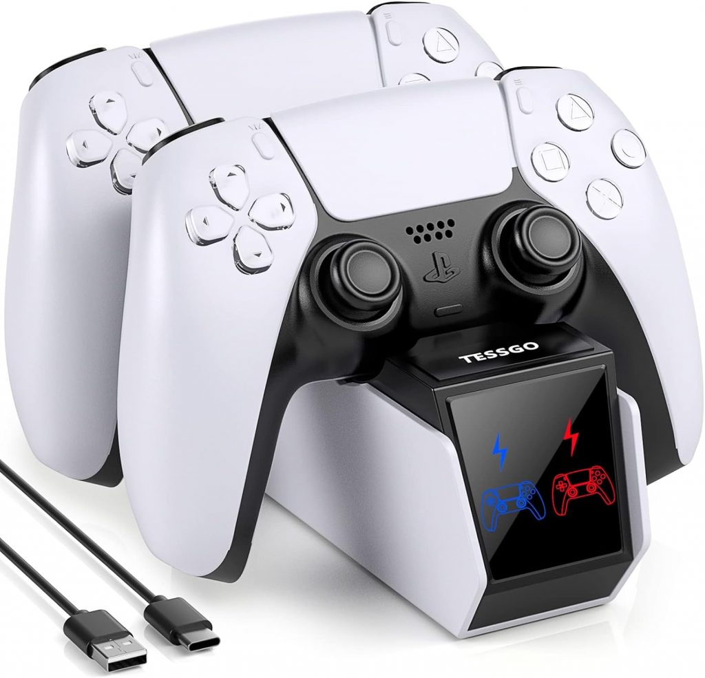 TESSGO PS5 Controller Charger with controllers docked