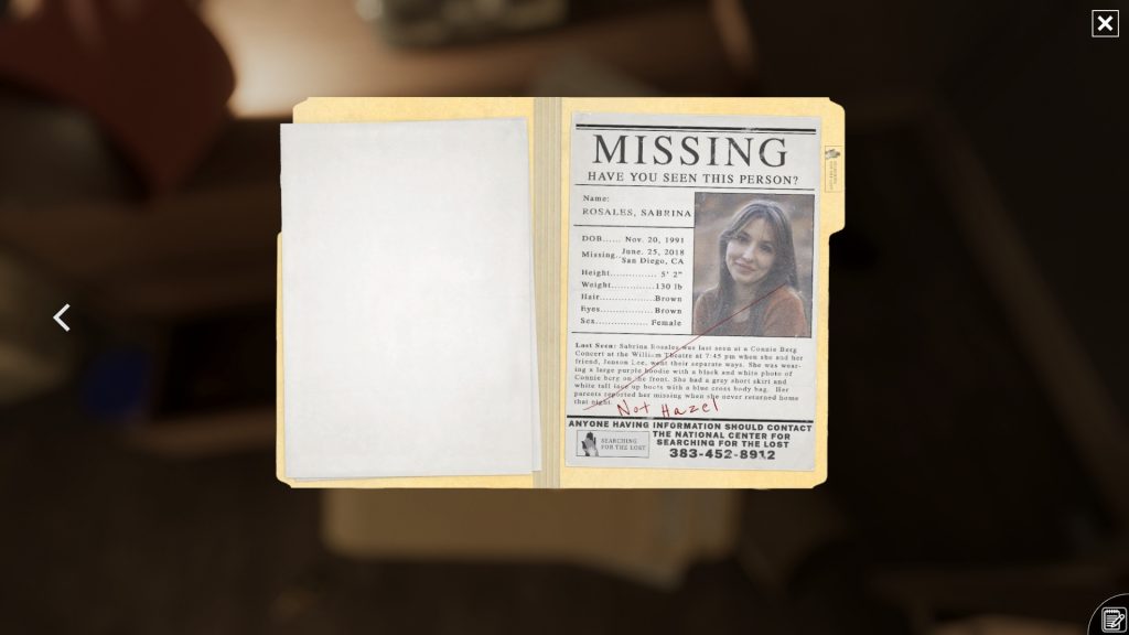 Scene Investigators missing persons folder
