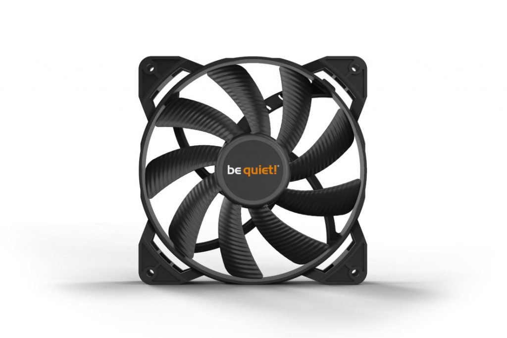 be quiet! Pure Wings 140mm Fan on white background with shadowing
