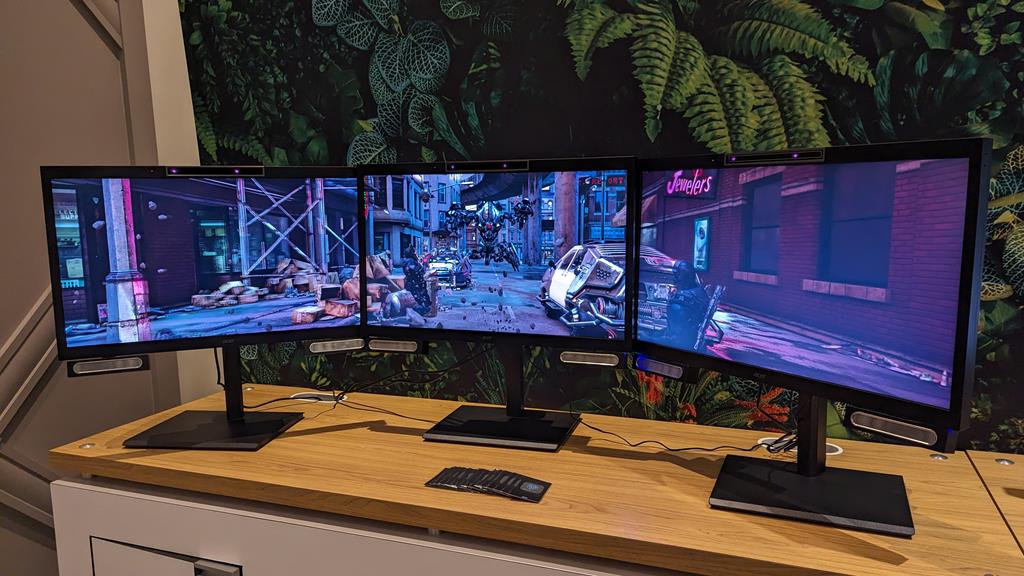 Acer SpatialLabs triple monitor setup at CES 2024