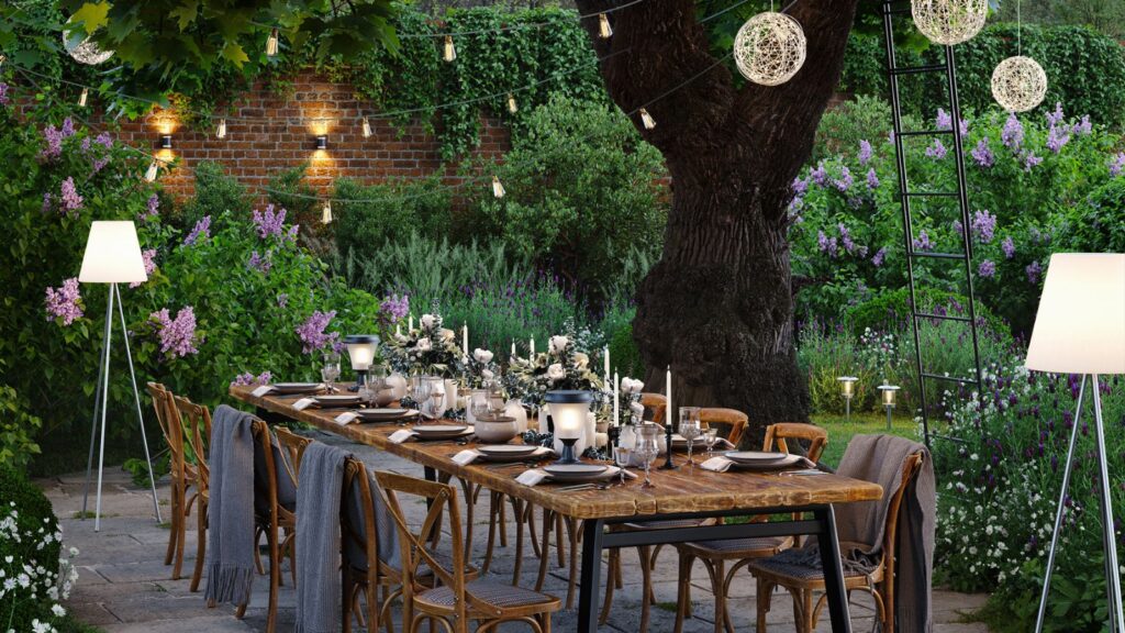 Al Fresco Dining - All lit up to create a cosy atmosphere