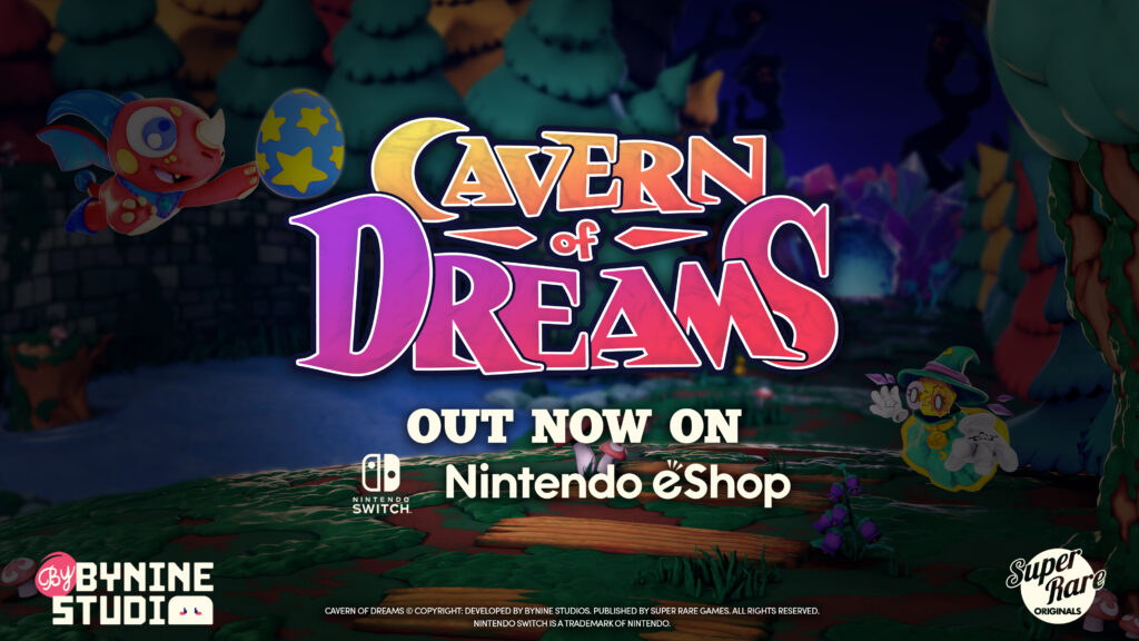 Cavern of Dreams logo and key artwork for Nintendo Switch release
