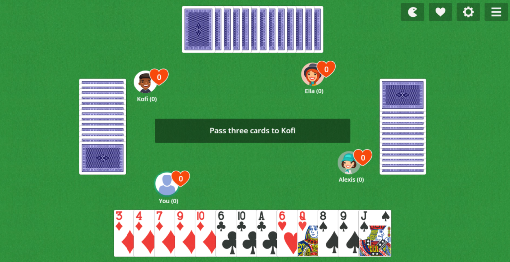 Hearts card game