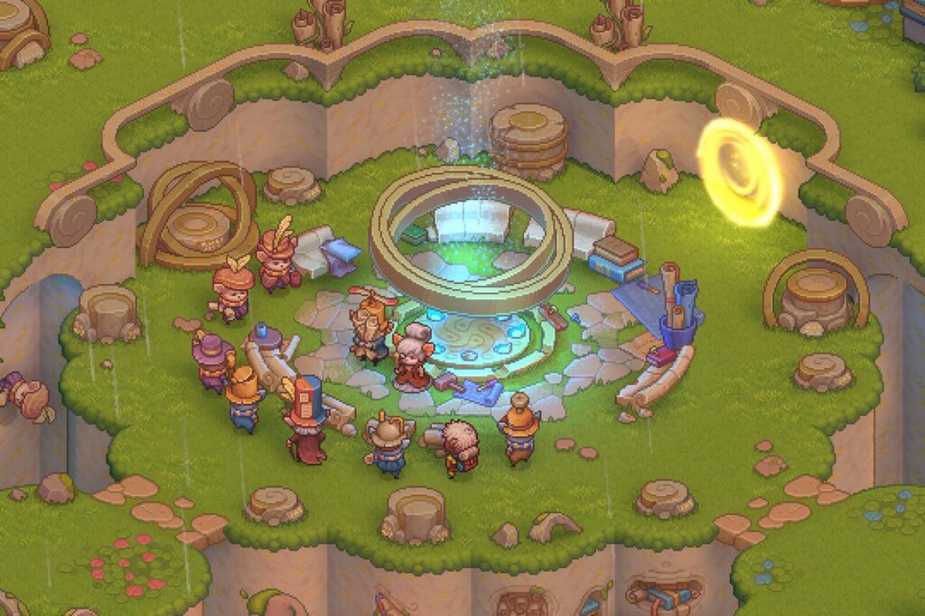 Bandle Tale: A League of Legends Story gameplay, gathering around a portal