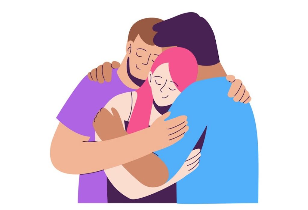 Open Relationship - Throuple hugging