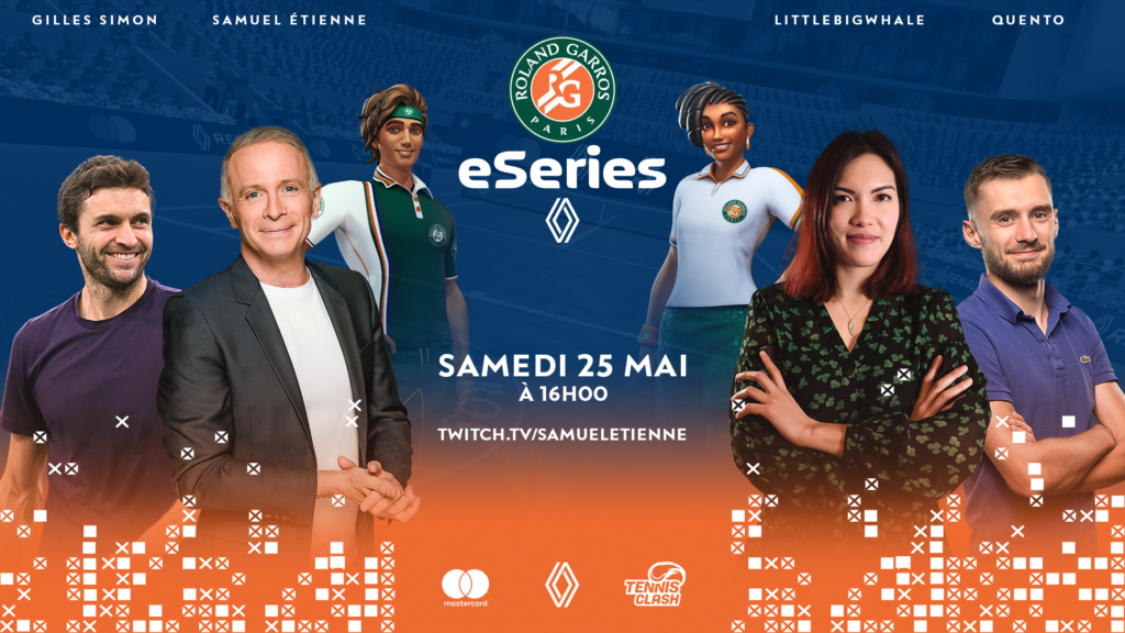 Roland-Garros eSeries header with personalities and date of the final