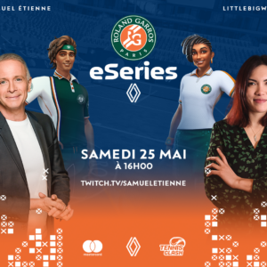 Roland-Garros eSeries header with personalities and date of the final