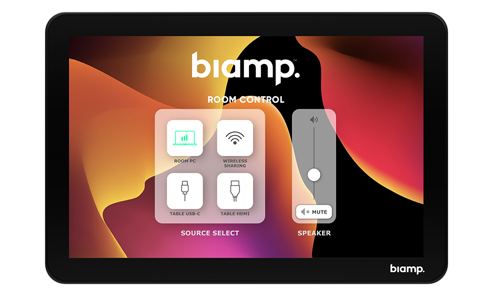 AV Equipment such as the Biamp Touch Control Panel allows you to control meetings