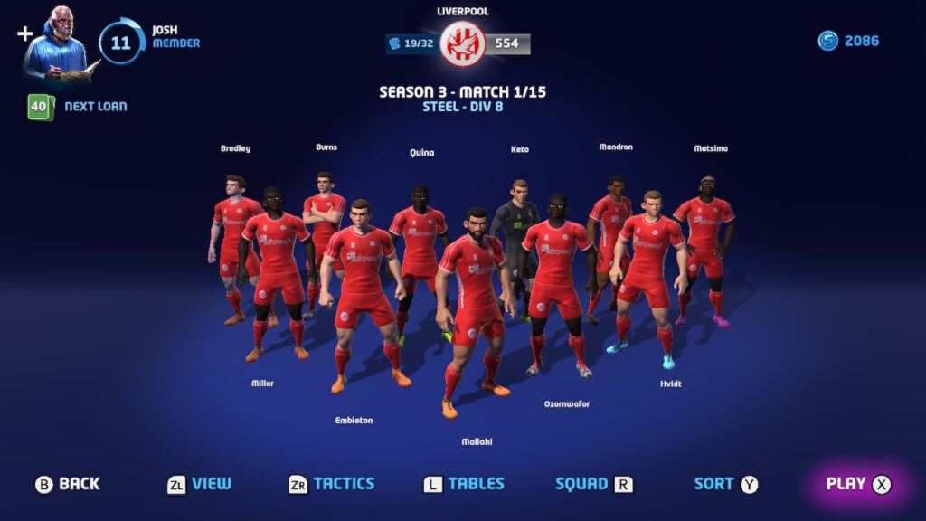 Sociable Soccer 24 Liverpool squad career mode