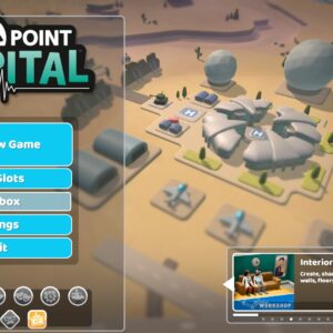 Two Point Hospital logo and game menu