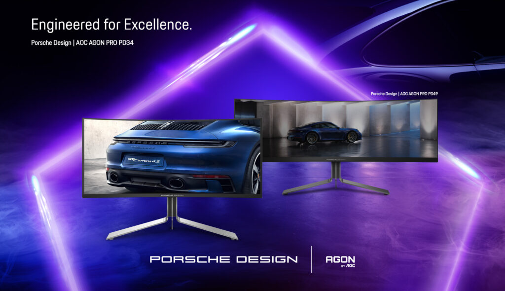 Porsche Design and AGON by AOC PD34 gaming monitor dual monitors