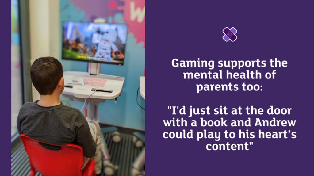 Glasgow Children’s Hospital Charity quote from parent of child playing games