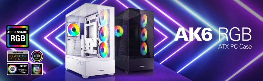 Sharkoon AK6 and MK6 RGB PC Cases header