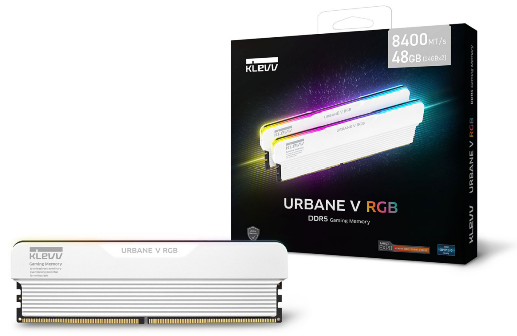 KLEVV URBANE V RGB DDR5 next to box