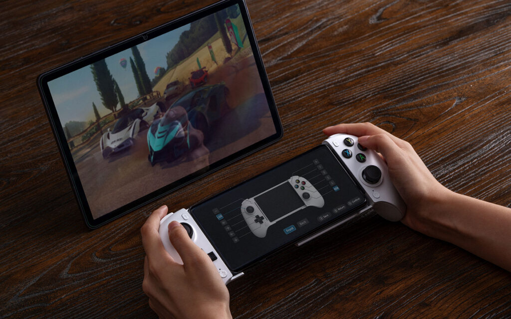 8BitDo Ultimate Mobile Gaming Controller being used with portable monitor