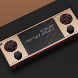 AYANEO MICRO Retro Gold - Angled View