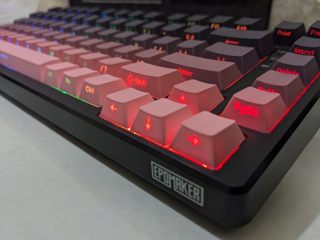 Epomaker HE75 Tri - RGB Lighting with Key Caps on