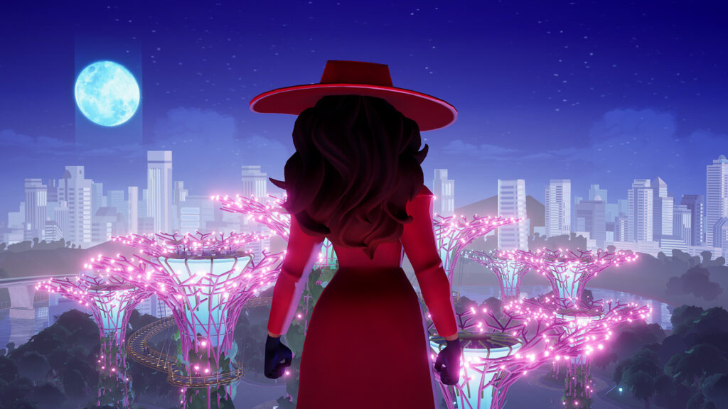 Carmen Sandiego from behind