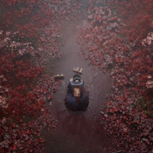 Silent Hill f - Collapsed surrounded by red flowers