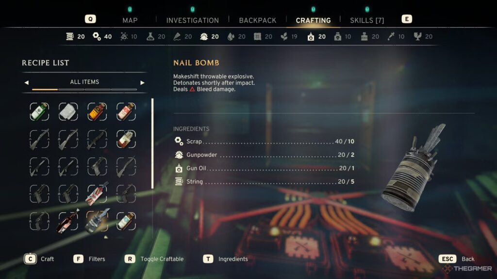 Atomfall review: Tea, terror, and total fallout 8 Atomfall - Crafting items