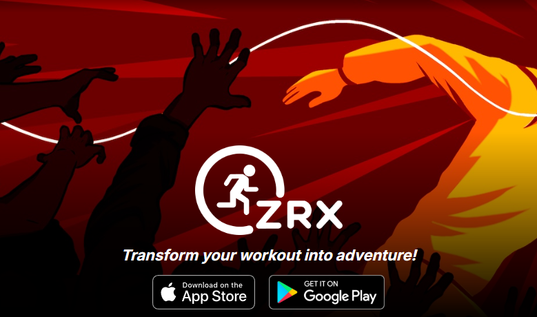 Zombies Run - Website Header with directions where to get the apps