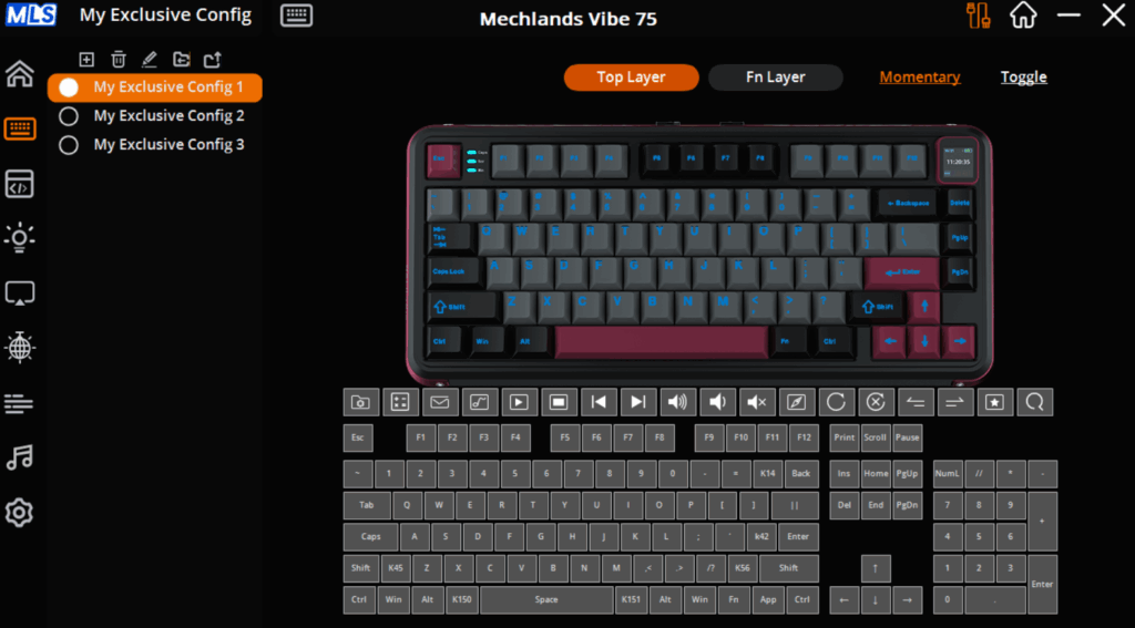 Mechlands Vibe75 V2 review – Clean looks, great feel, no fluff 19 Mechlands Vibe75 V2 - Software keyboard layout
