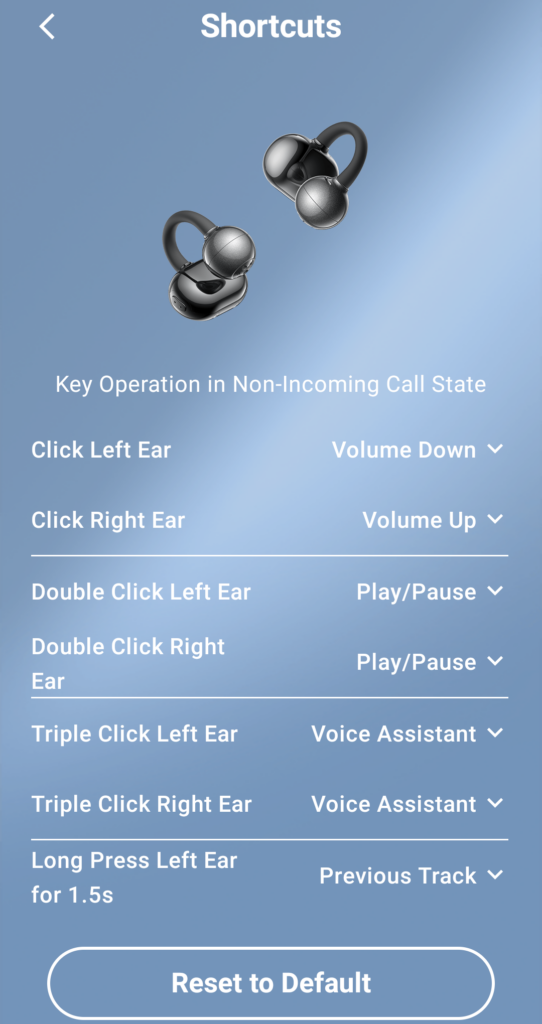 SoundPEATS Pop Clip Wireless Earbuds- Shortcuts