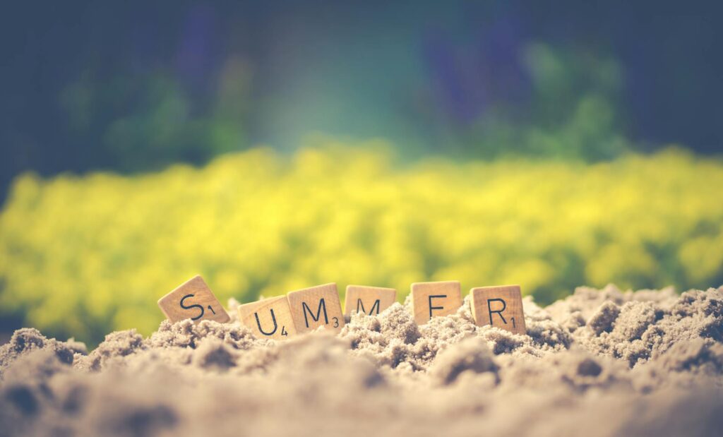 Summer spelt out in Scrabble Tiles