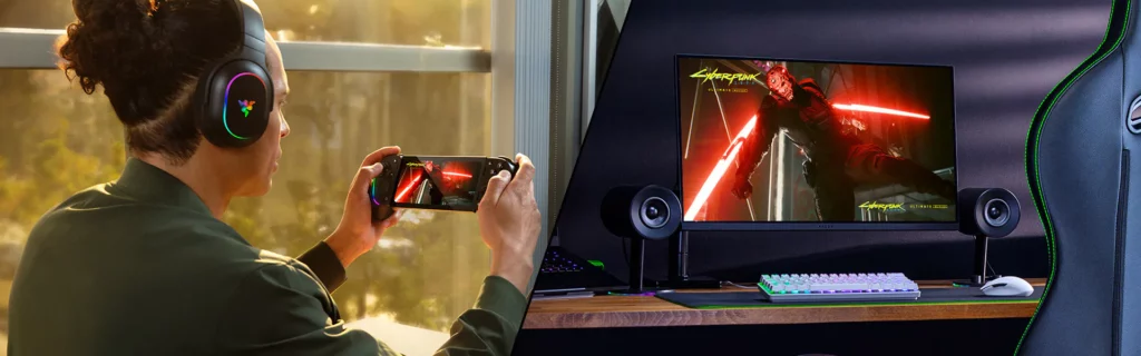 Razer PC Remote Play - Showing gaming on handheld device and PC