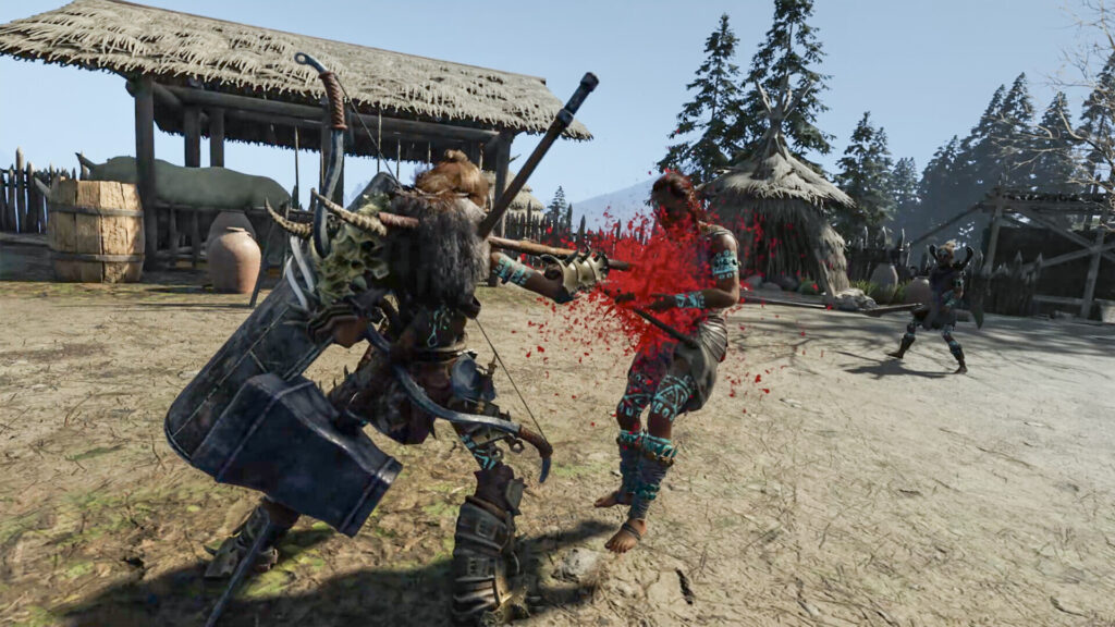 Soulmask - stabbing a person with a weapon