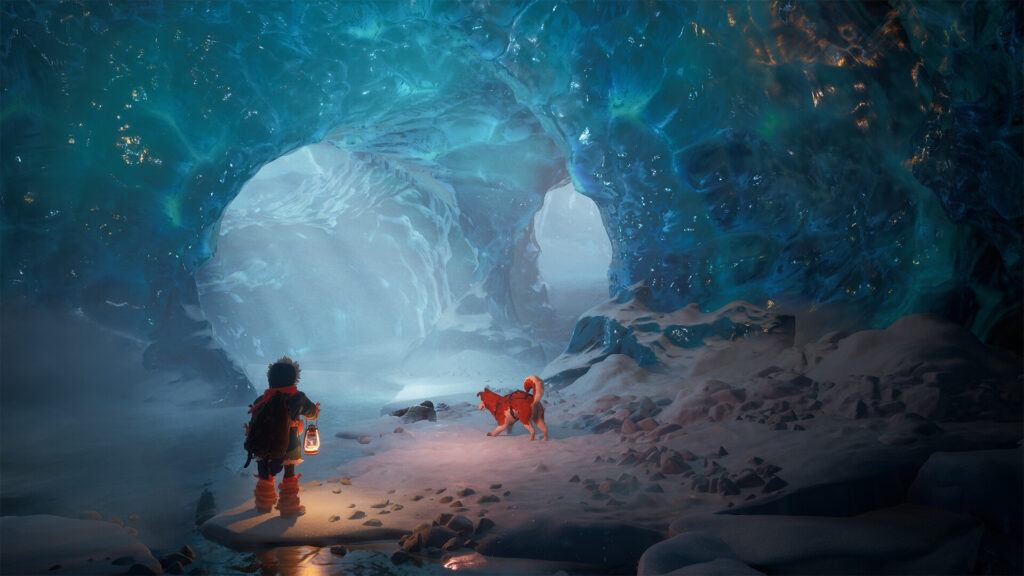 IKUMA: The Frozen Compass - Ikuma and Ellie in a frozen cave