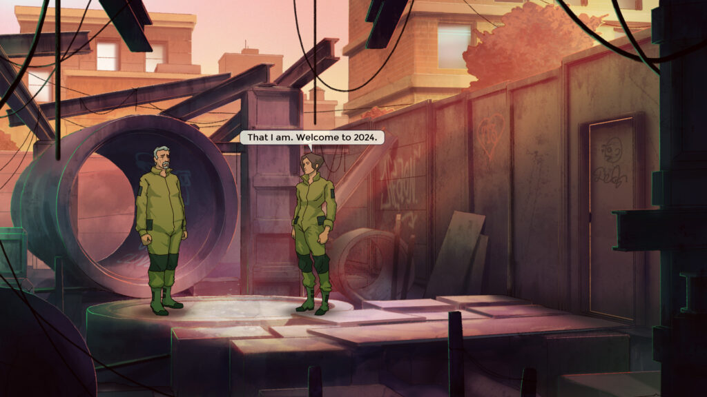 Old Skies out now – Wadjet Eye's time-travelling adventure launches on PC and Switch 2 Old Skies - two human greeting each other