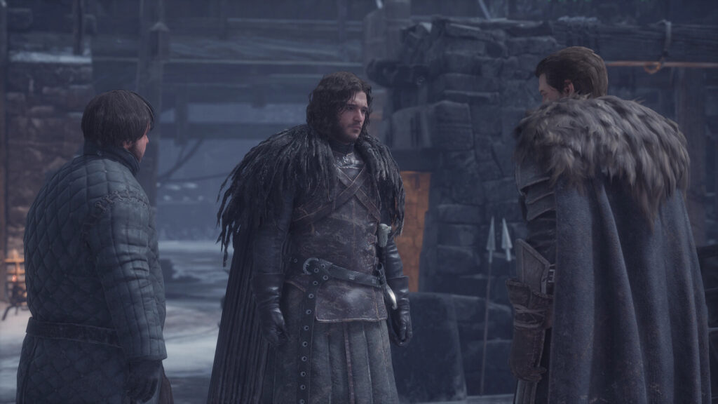 Game of Thrones: Kingsroad - Jon Snow and other two character having a conversation
