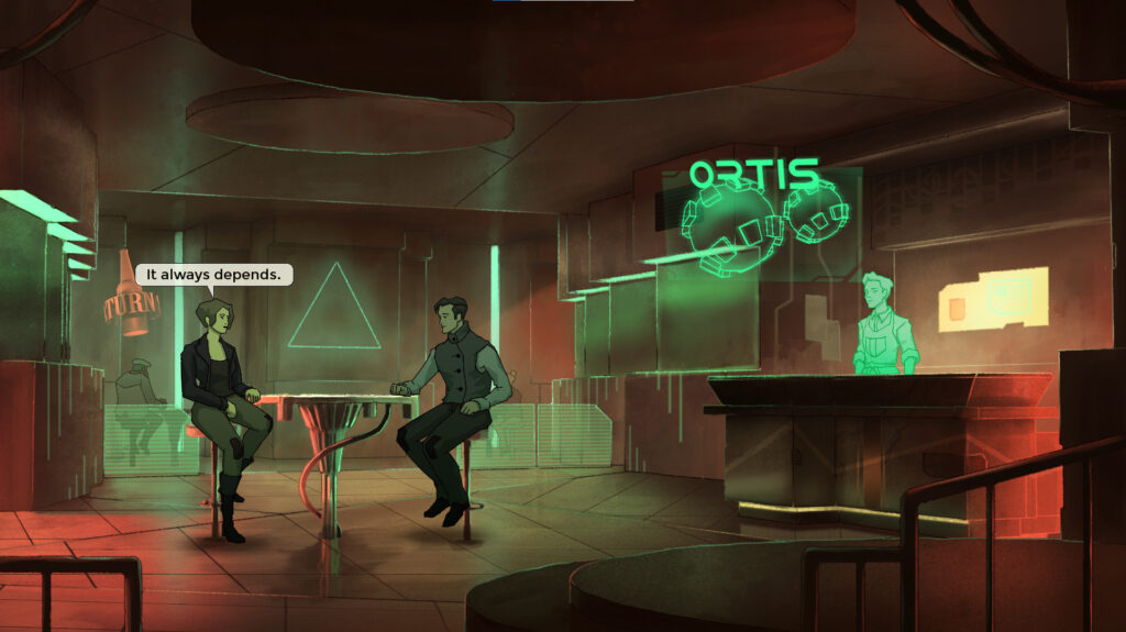 Old Skies out now – Wadjet Eye's time-travelling adventure launches on PC and Switch 6 Old Skies - two people sitting in bar